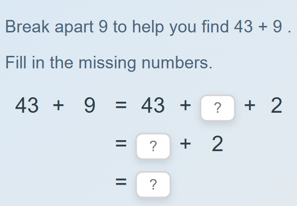 Break apart a one-digit number to add